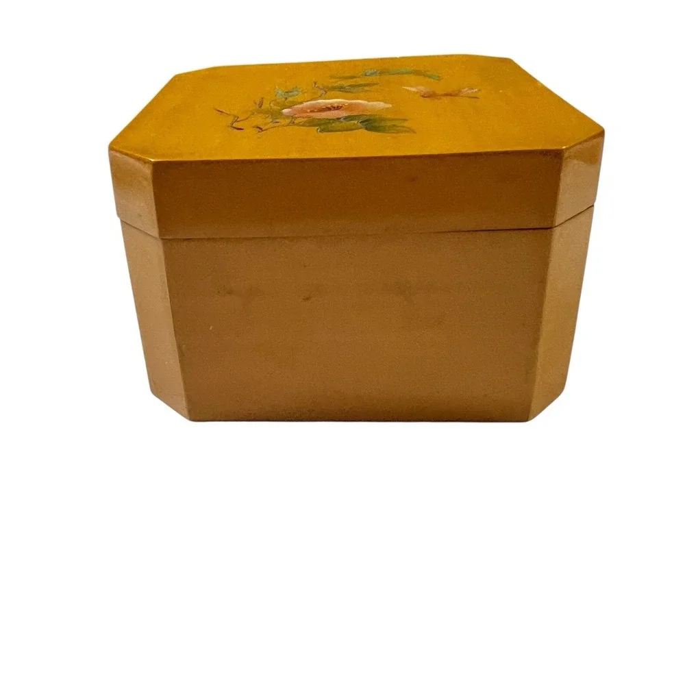 Vintage Hand Painted Wooden‎ Trinket Jewelry Box 4